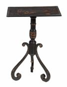 A Regency black lacquer and chinoiserie decorated tripod table, circa 1815  A Regency black