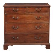 A George III mahogany chest of drawers circa 1780 crossbanded and chevron...  A George III