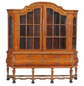 A Dutch walnut and marquetry display cabinet  A Dutch walnut and marquetry display cabinet,