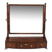 A George III mahogany and chevron banded bowfront dressing mirror, circa 1800  A George III mahogany