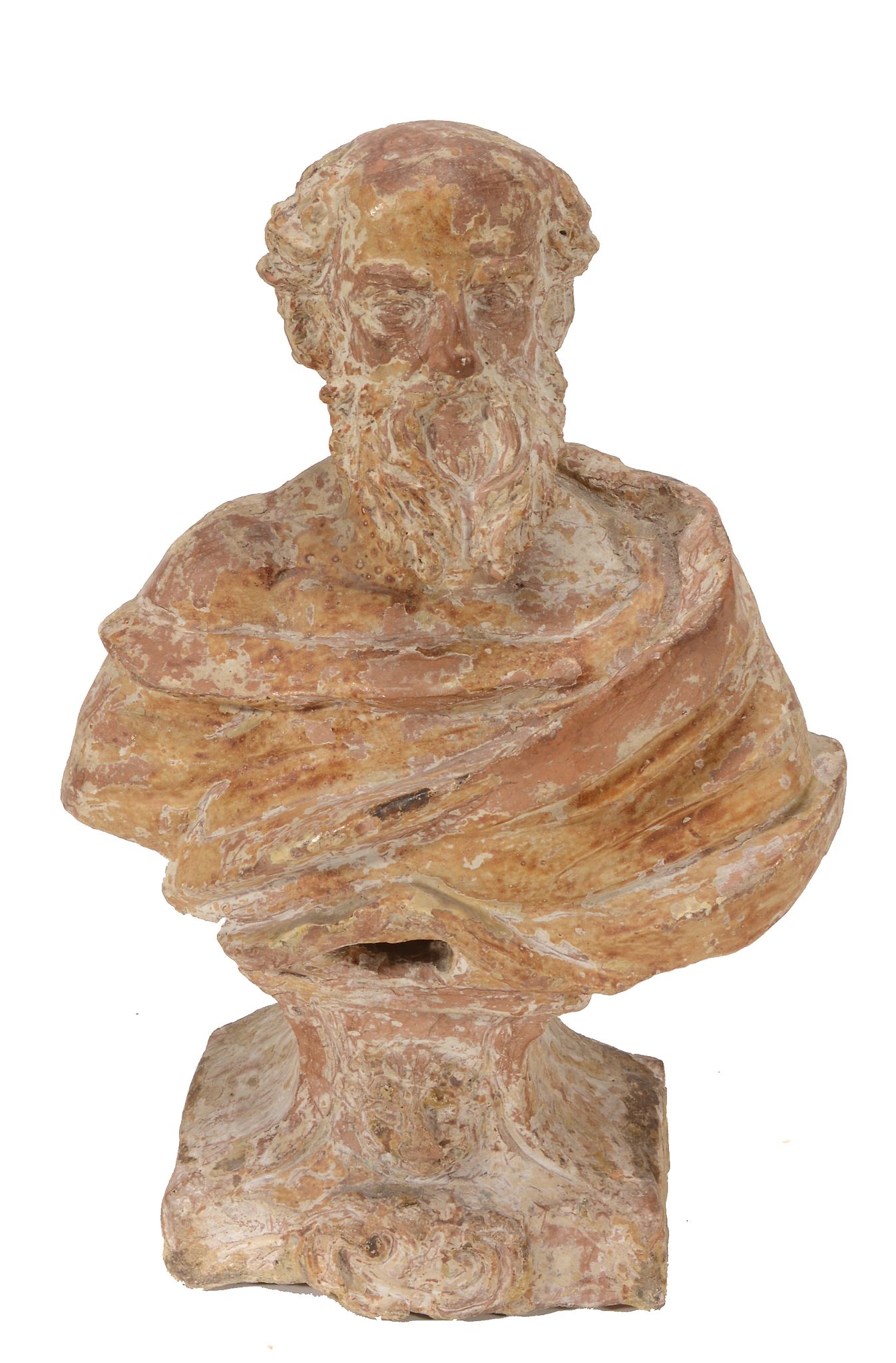 A Continental sculpted terracotta reliquary bust of an apostle  A Continental sculpted terracotta