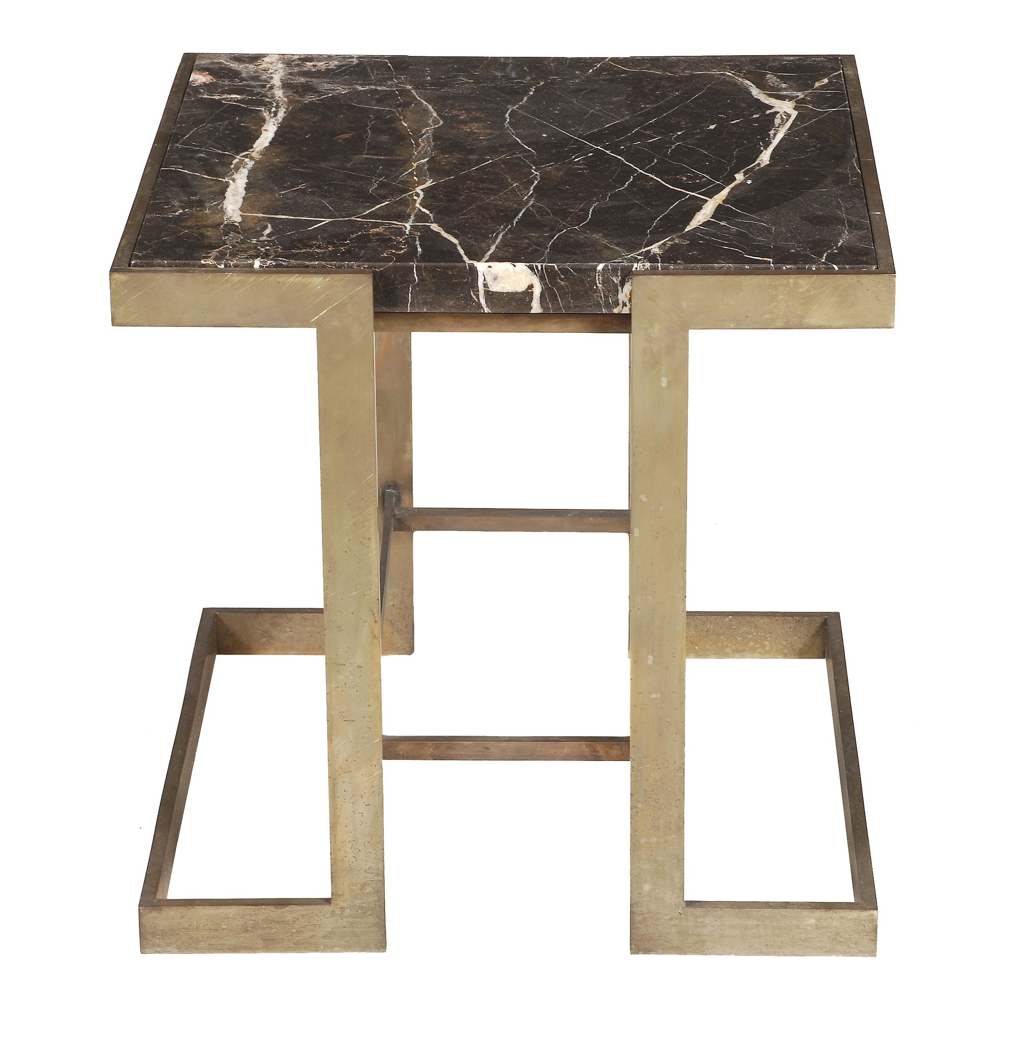 A pair of marble mounted bronze tables , second half 20th century  A pair of marble mounted bronze - Image 2 of 2