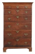 A George III oak and pine tall chest of drawers circa 1780, probably Irish  A George III oak and