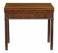 A George III mahogany triple folding combined games and tea table, circa 1760  A George III mahogany