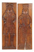 A pair of stained beech gingerbread moulds late 18th/early 19th Century each...  A pair of stained