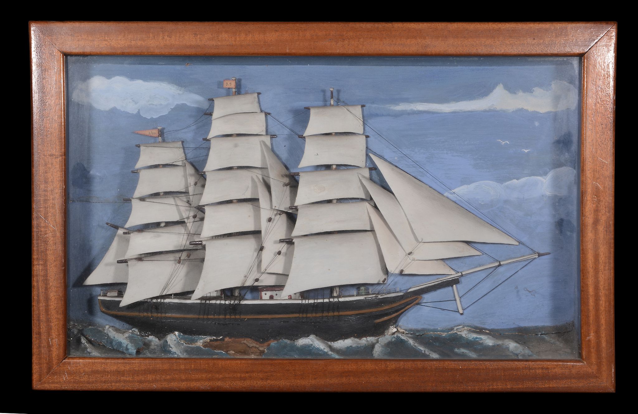 Two Victorian painted wood and composition marine dioramas, late 19th century  Two Victorian painted - Image 2 of 2