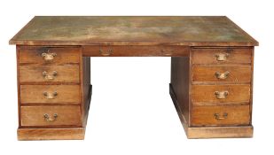 A 19th century mahogany twin pedestal partner  A 19th century mahogany twin pedestal partner`s desk