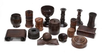 A collection of treen and associated items, late 18th and 19th century  A collection of treen and