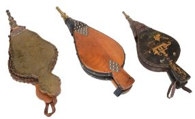 Three pairs of mid 19th century wood bellows  Three pairs of mid 19th century wood bellows,