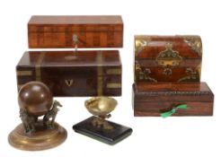 A Victorian walnut and cut brass mounted stationery box, circa 1875  A Victorian walnut and cut