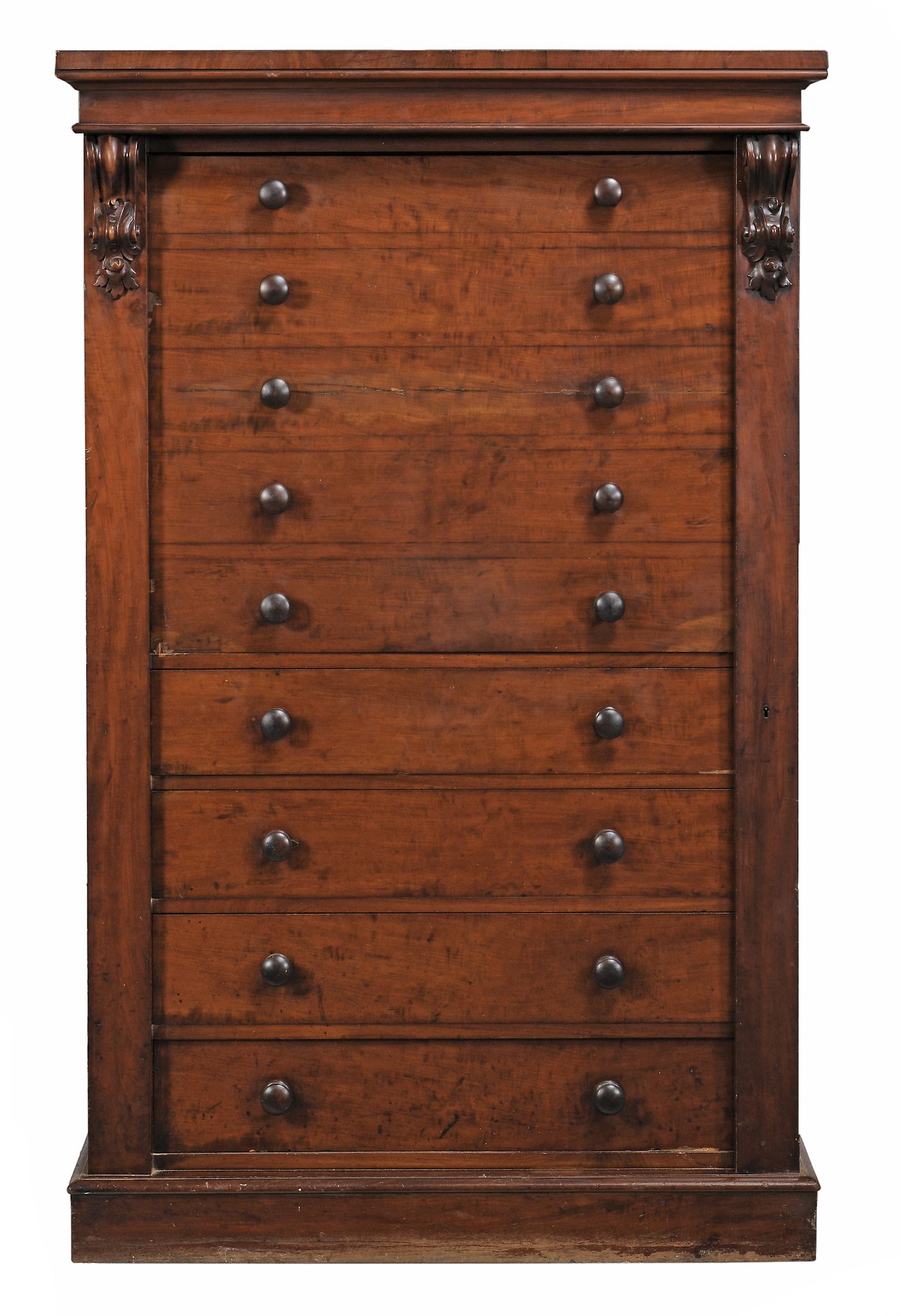 A Victorian mahogany secretaire chest circa 1860 with a rectangular top  A Victorian mahogany