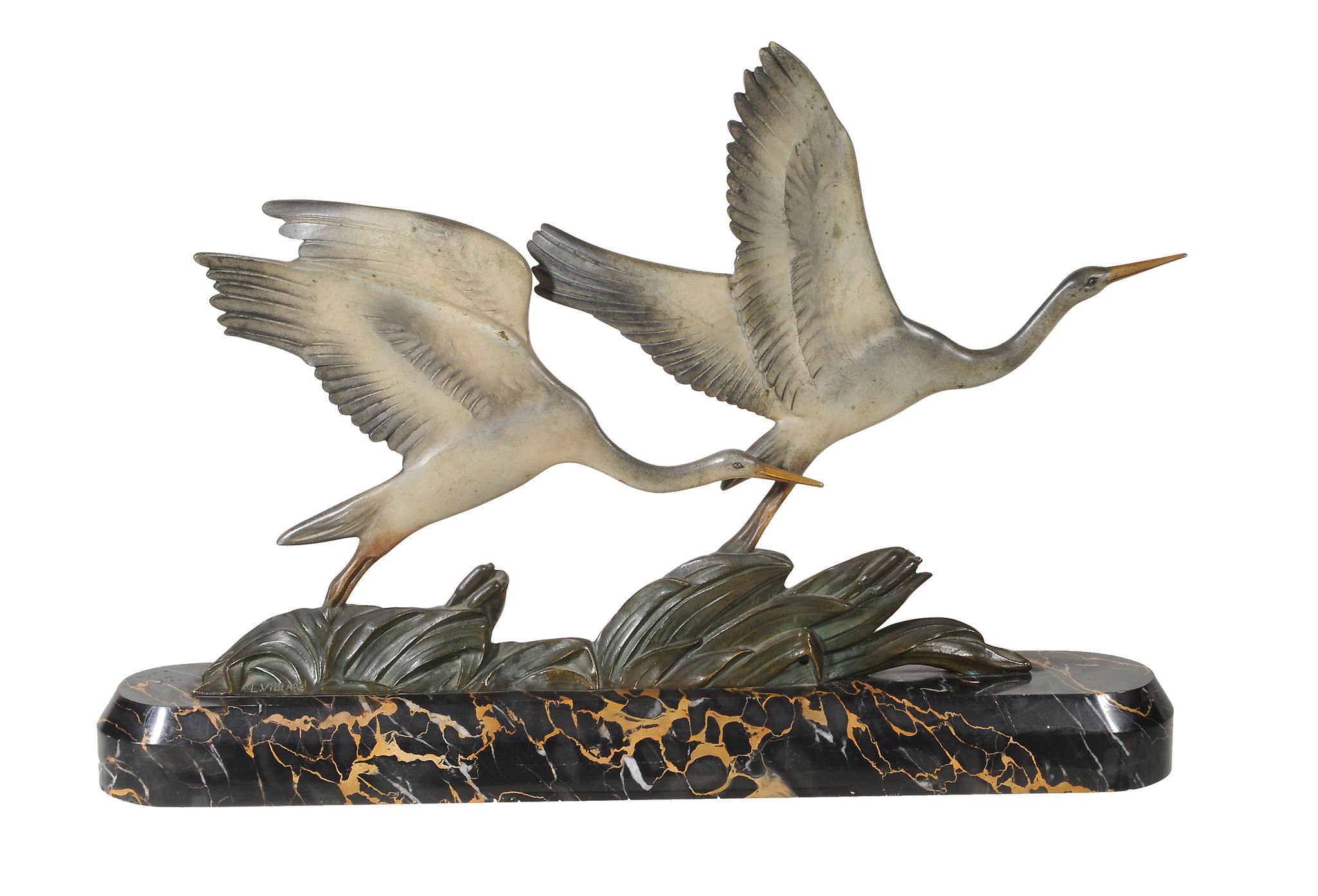 L. Viltard, early 20th century, a Continental cold painted bronze and marble...  L. Viltard, early