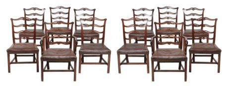 A set of twelve mahogany dining chairs in George III style  A set of twelve mahogany dining chairs