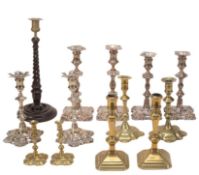 A collection of assorted candlesticks, 18th and 19th century  A collection of assorted candlesticks,