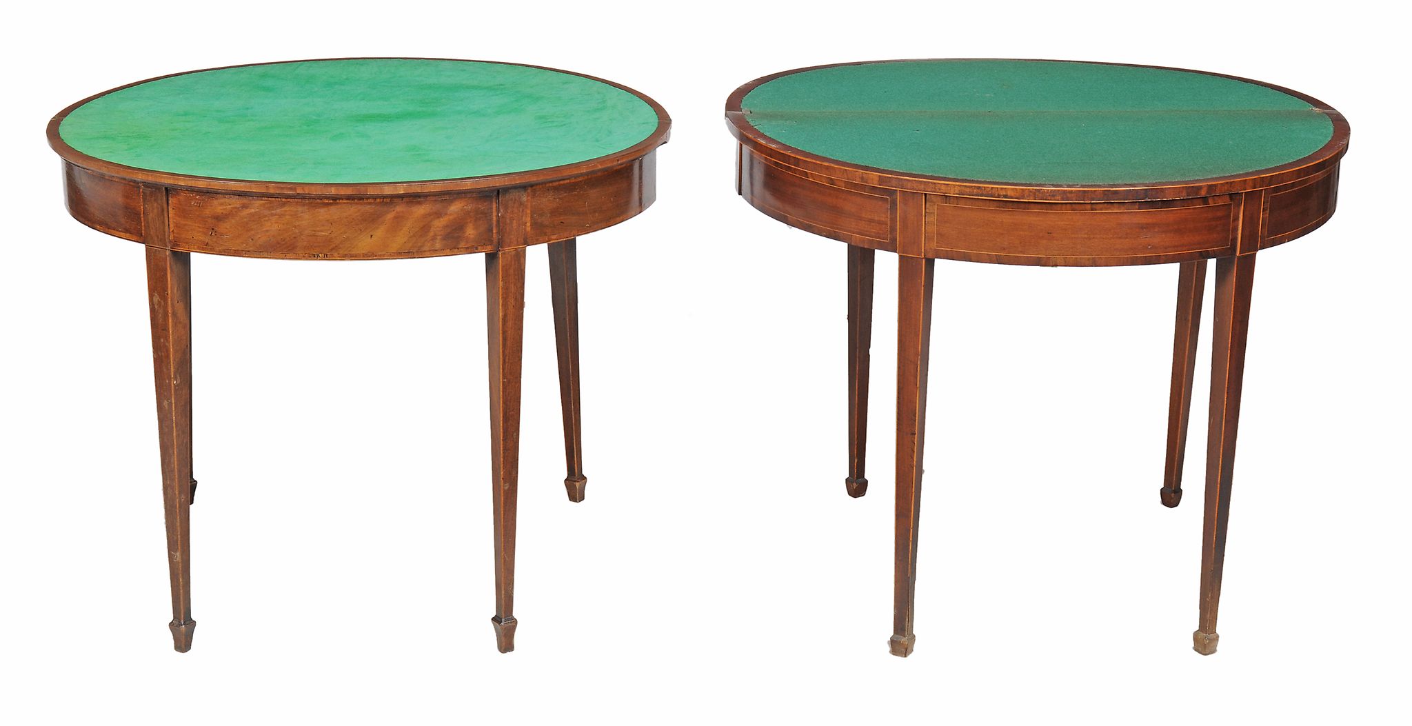 Two similar George III mahogany folding card tables circa 1790 of semi...  Two similar George III - Image 2 of 2