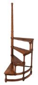 A set of solid yew wood library steps in George IV style  A set of solid yew wood library