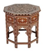 An Anglo-Indian ivory inlaid hardwood occasional table , 20th century  An Anglo-Indian ivory