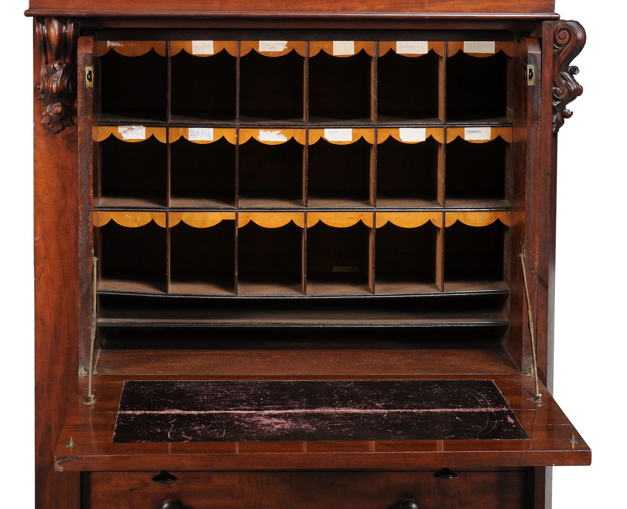 A Victorian mahogany secretaire chest circa 1860 with a rectangular top  A Victorian mahogany - Image 2 of 2