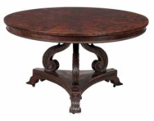 A Regency mahogany centre table circa 1815 with a circular top  A Regency mahogany centre table