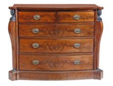 A mahogany bowfront chest of drawers , 19th century and later  A mahogany bowfront chest of drawers