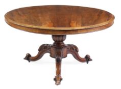 A William IV rosewood circular centre table, circa 1835  A William IV rosewood circular centre