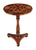 A rosewood and satinwood pedestal table , circa 1840, probably Maltese  A rosewood and satinwood