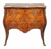 A Louis XV amaranth, rosewood and gilt metal mounted serpentine commode the...  A Louis XV amaranth,