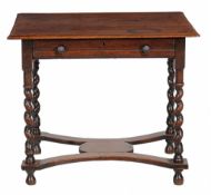A William and Mary oak side table circa 1690, rectangular top  A William and Mary oak side table