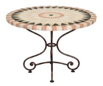 A tile topped metal table, of recent manufacture  A tile topped metal table,   of recent