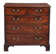 A George III mahogany chest of drawers circa 1790 with a moulded top  A George III mahogany chest of