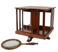 A Victorian rosewood and brass mounted magnifying glass, mid 19th century  A Victorian rosewood