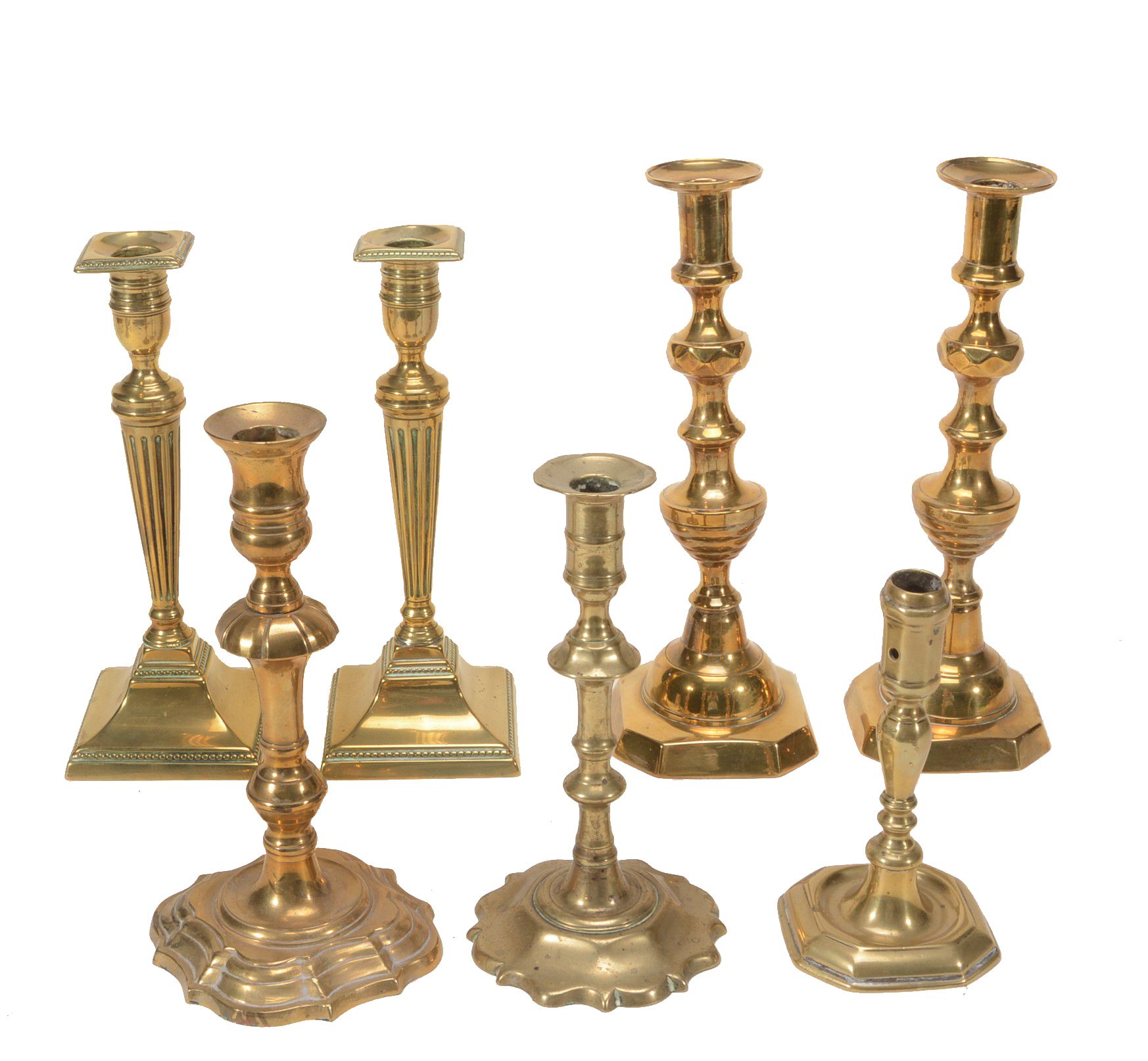 A collection of assorted candlesticks, 18th and 19th century  A collection of assorted candlesticks, - Image 2 of 2