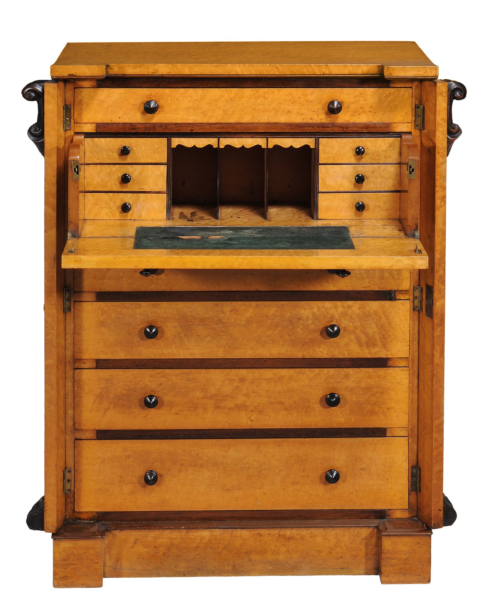 A Victorian birdseye maple secretaire wellington chest  A Victorian birdseye maple secretaire - Image 2 of 2