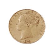 Victoria, Sovereign 1845. Very fine, dent by ear.  Victoria, Sovereign 1845.   Very fine, dent by