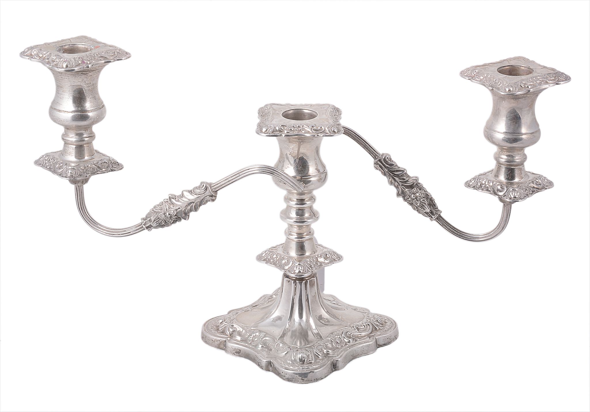 A silver three light candelabrum by Viners Ltd A silver three light candelabrum by Viners Ltd.,