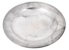 A French silver circular dinner plate or serving dish, maker`s mark rubbed A French silver