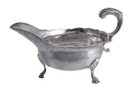 A George II silver shaped oval sauce boat by John Pollock, London circa 1750 A George II silver