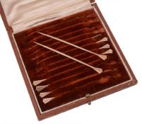 A cased set of ten toothpicks by Hardy Brothers Ltd., 7 A cased set of ten toothpicks by Hardy