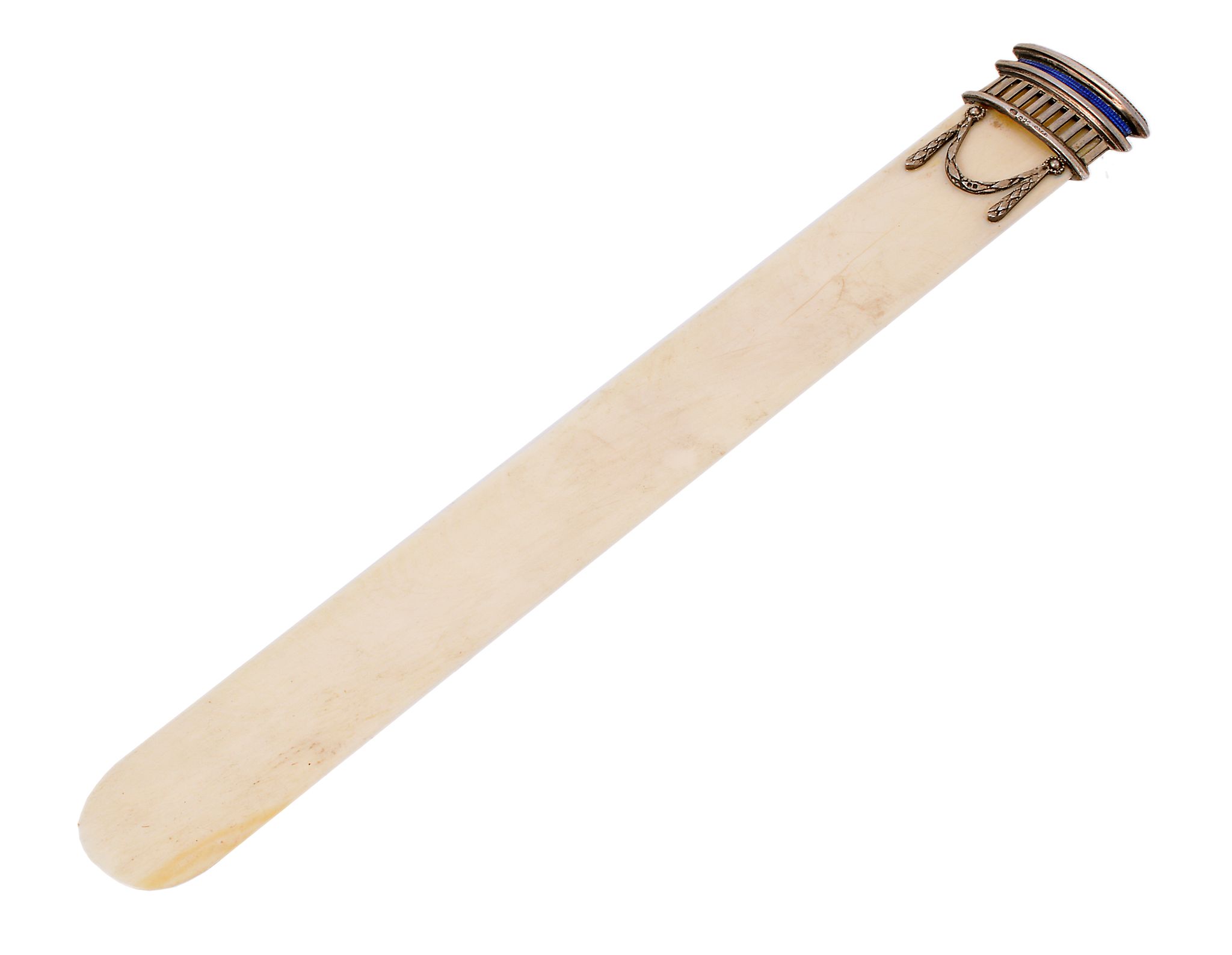 An Austrian ivory page turner with silver mount, Vienna 1867 - 1922, An Austrian ivory page turner