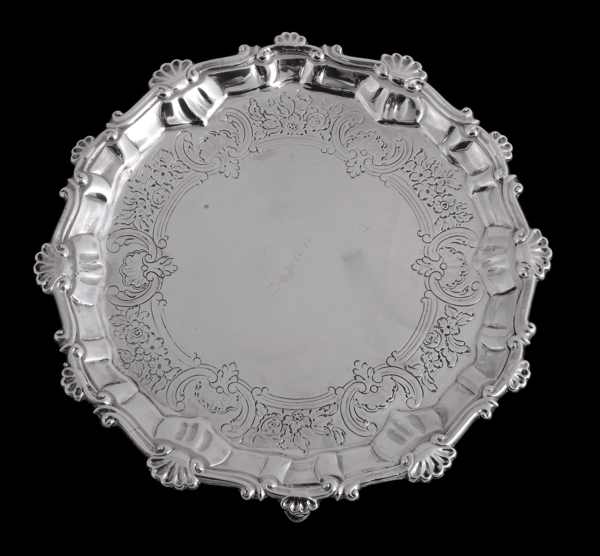 A George III silver shaped circular waiter by Elizabeth Cooke, London 1771 A George III silver