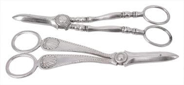 A pair of late Victorian silver grape scissors by Atkin Brothers A pair of late Victorian silver