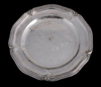 A French silver coloured shaped circular plate, A French silver coloured shaped circular plate, .925