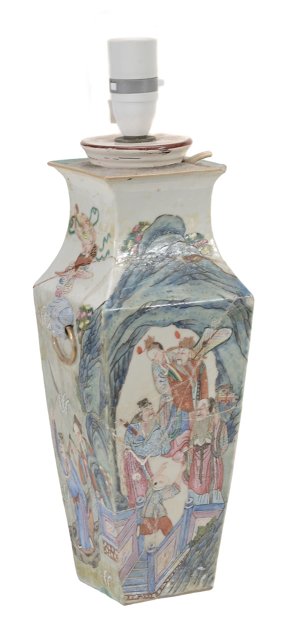 A Chinese famille rose vase of square section A Chinese famille rose vase of square section,