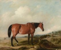 John E. Ferneley (1782-1860) - Thomas Paget`s favoured horse Maggie: A bay mare in a landscape Oil