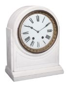 A French white marble mantel clock, unsigned, late 19th century A French white marble mantel clock,