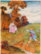 John Byam Shaw (1872-1919) - The baffled Knight; King of Scots & Andrew Browne, Two watercolours