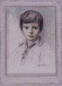 Stewart Carmichael (1867-1950) - Portrait of a boy, Charcoal and red chalk with touches of blue