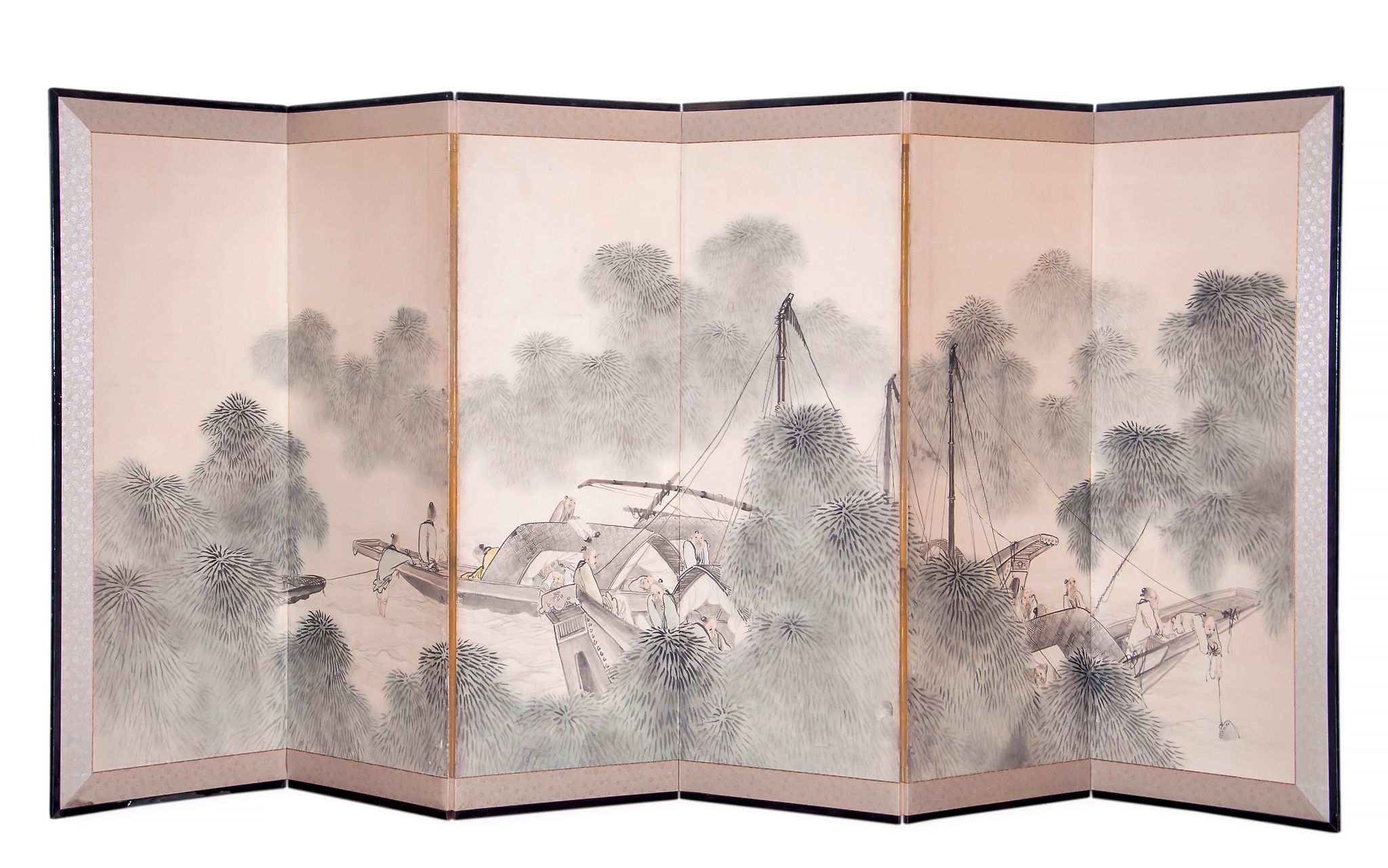 A Japanese six-fold screen, b yobu , 19th-20th century A Japanese six-fold screen, b yobu , 19th-