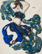 After Leon Bakst - Costume design for an Odalisque, A dancing figure with extravagantly flowing