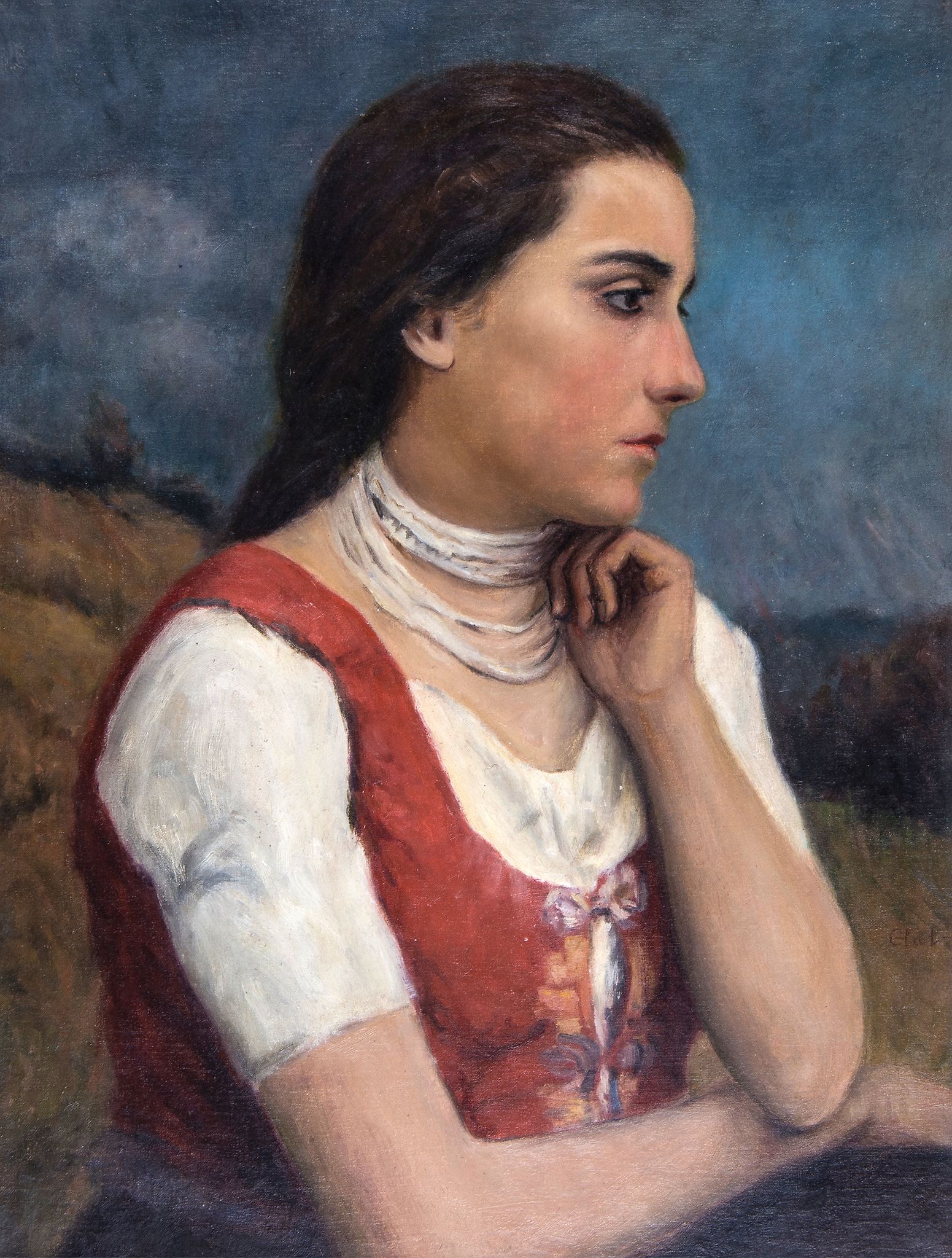 Oszkar Glatz (1872-1958) - Hungarian peasant girl Oil on canvas Signed lower right Hungarian
